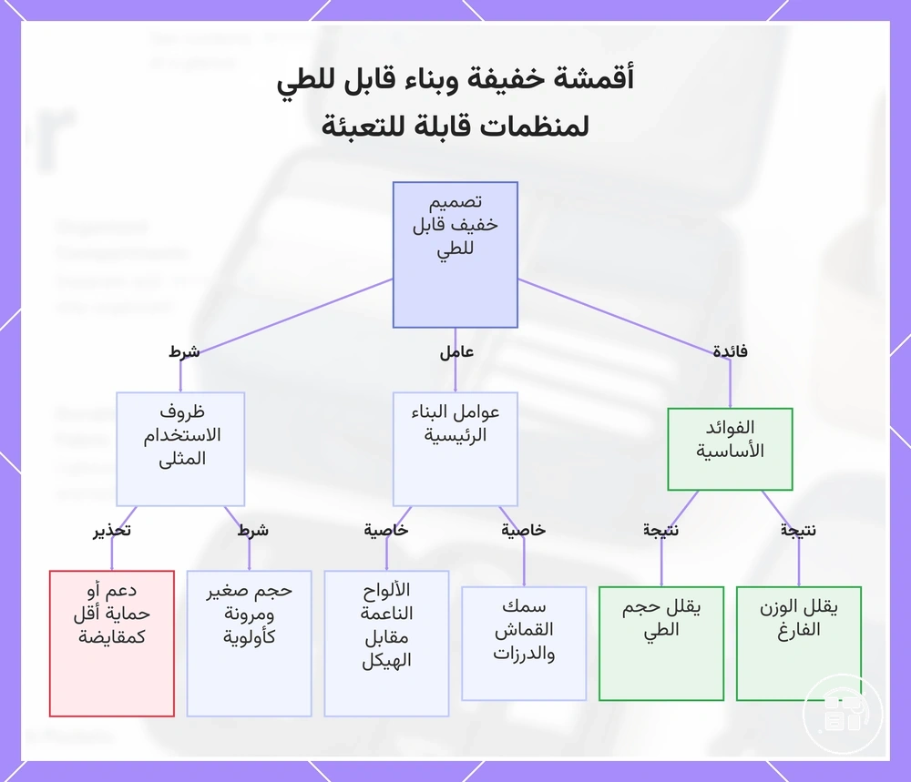 أقمشة خفيفة وبناء قابل للطي لمنظمات قابلة للتعبئة