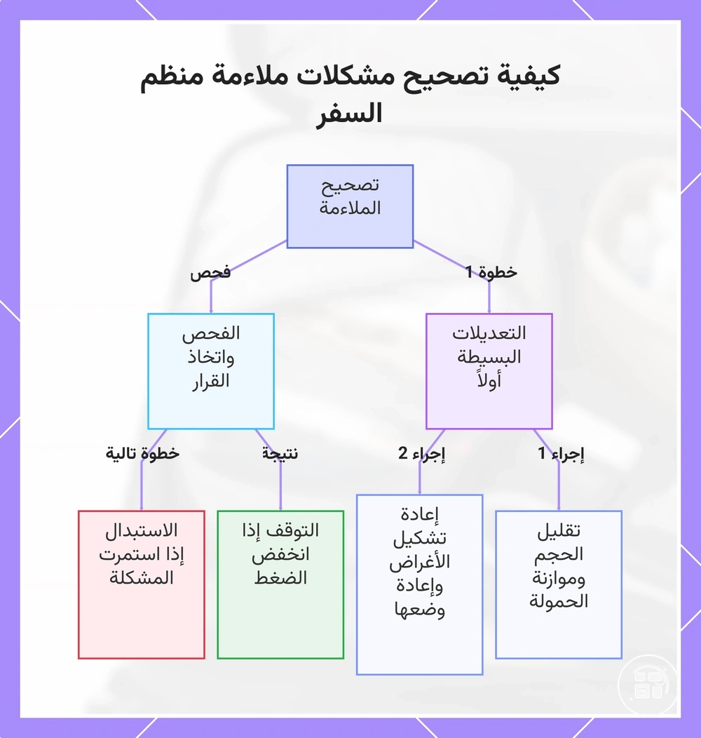 كيفية تصحيح مشكلات ملاءمة منظم السفر