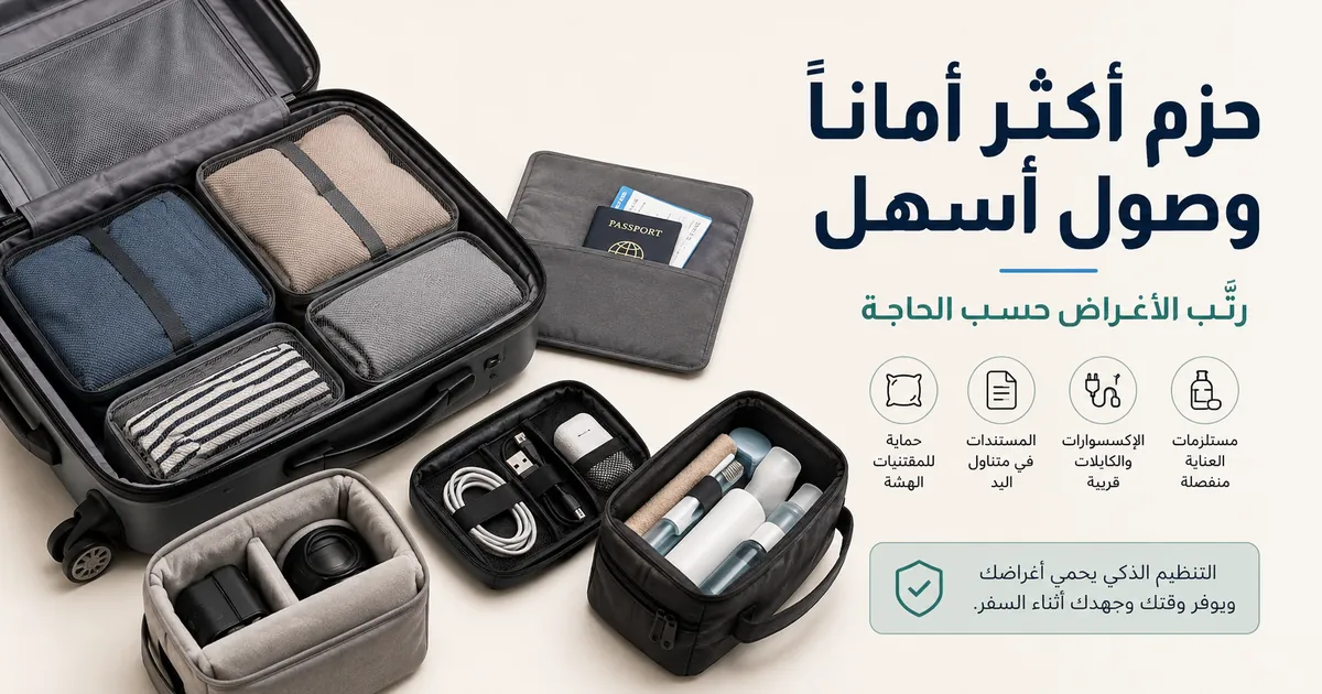 ملحقات تنظيم السفر مرتبة لحزم أكثر أمانًا وسهولة في الوصول