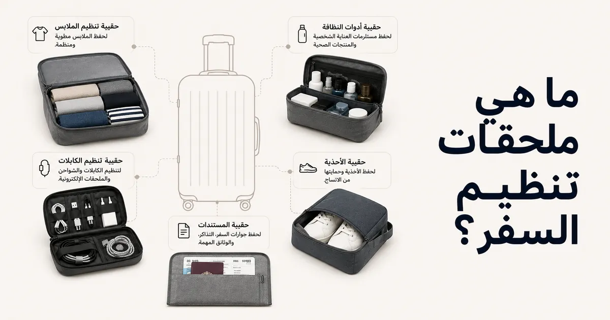 ملحقات تنظيم سفر أساسية موضوعة حسب الغرض من استخدامها
