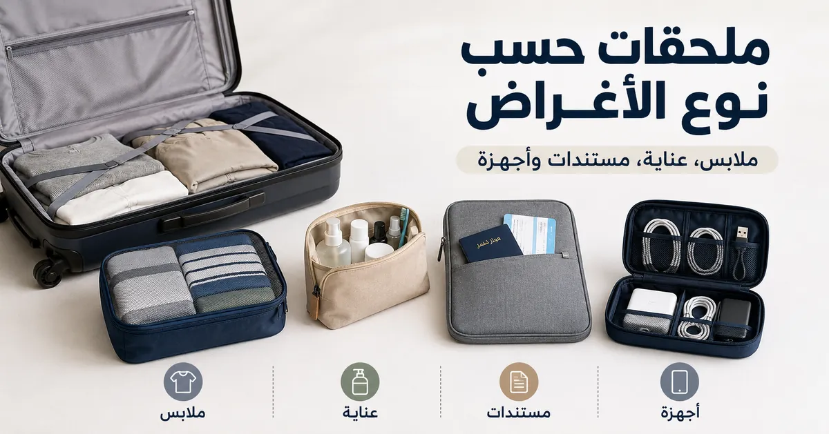 ملحقات تنظيم السفر مفصولة للملابس وأدوات العناية والمستندات والأجهزة