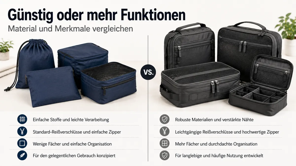 Günstiges und hochwertiges Gepäck-Organizer-Zubehör nach Material und Merkmalen verglichen