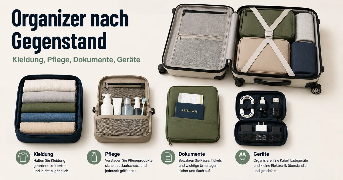 Gepäck-Organizer-Zubehör für Kleidung Pflegeprodukte Dokumente und Geräte getrennt