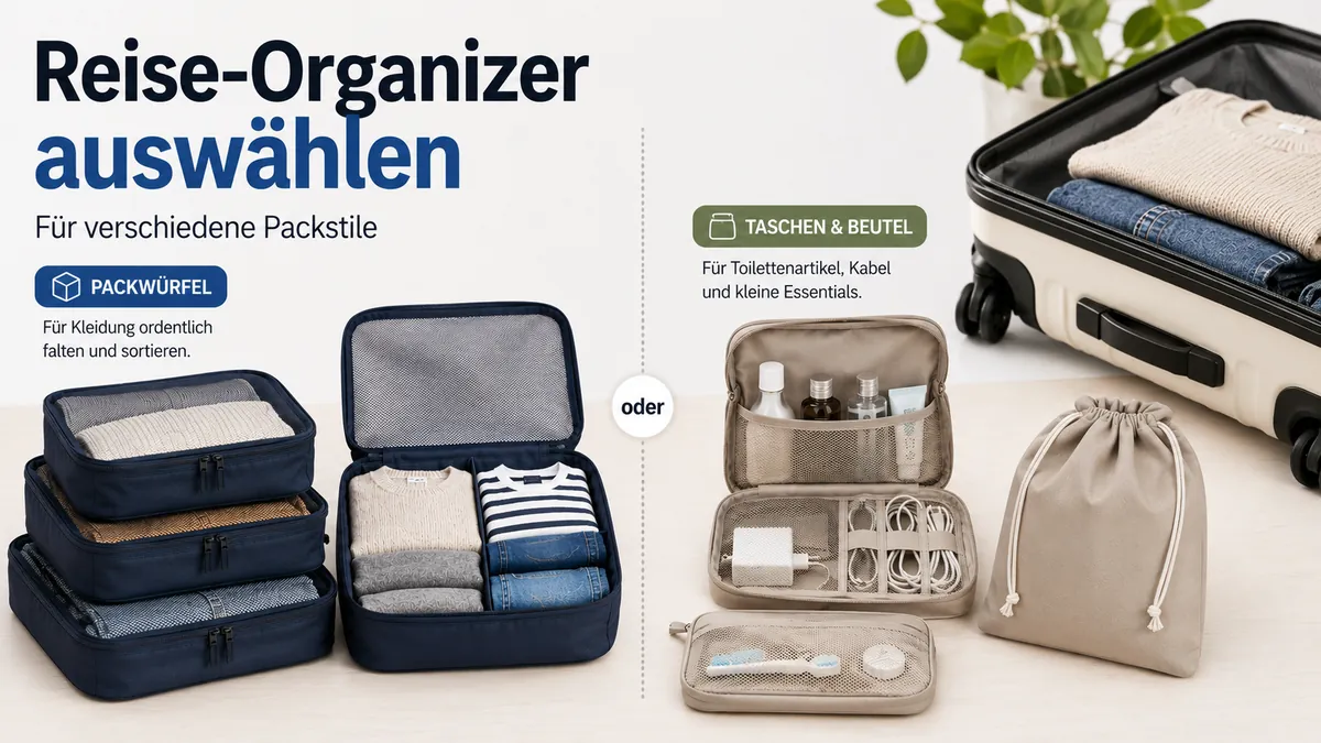 Reise-Organizer-Zubehör für verschiedene Packstile verglichen