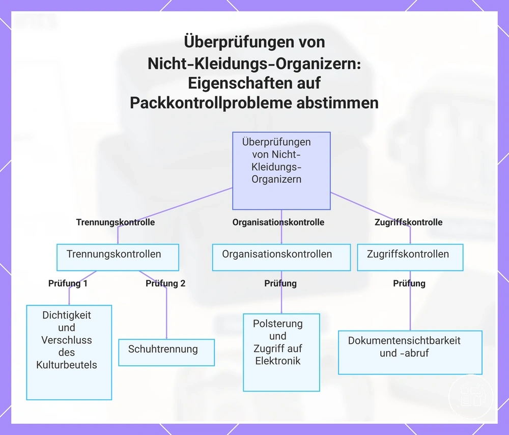 Überprüfungen von Nicht-Kleidungs-Organizern: Eigenschaften auf Packkontrollprobleme abstimmen
