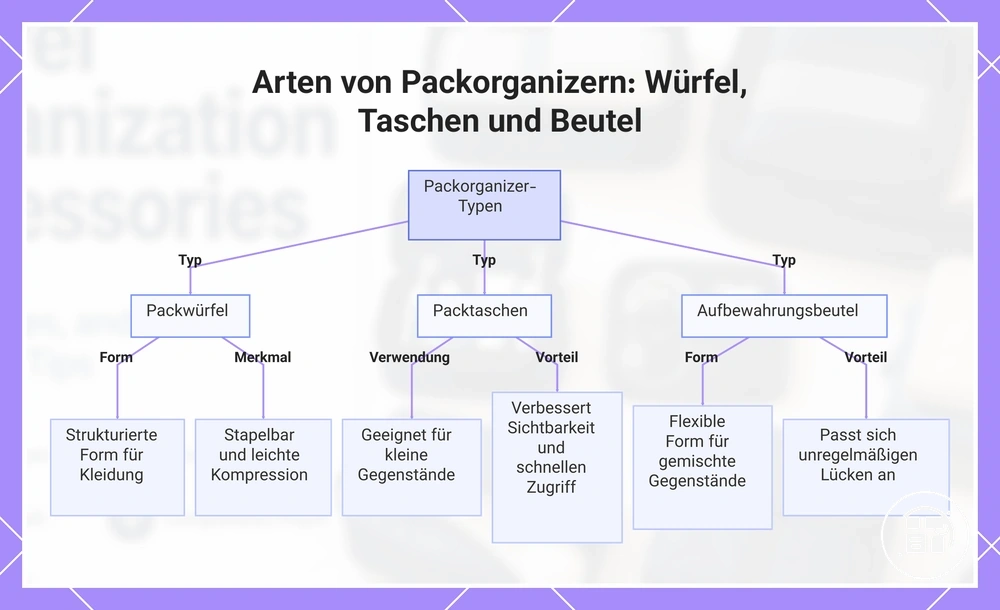 Arten von Packorganizern: Würfel, Taschen und Beutel
