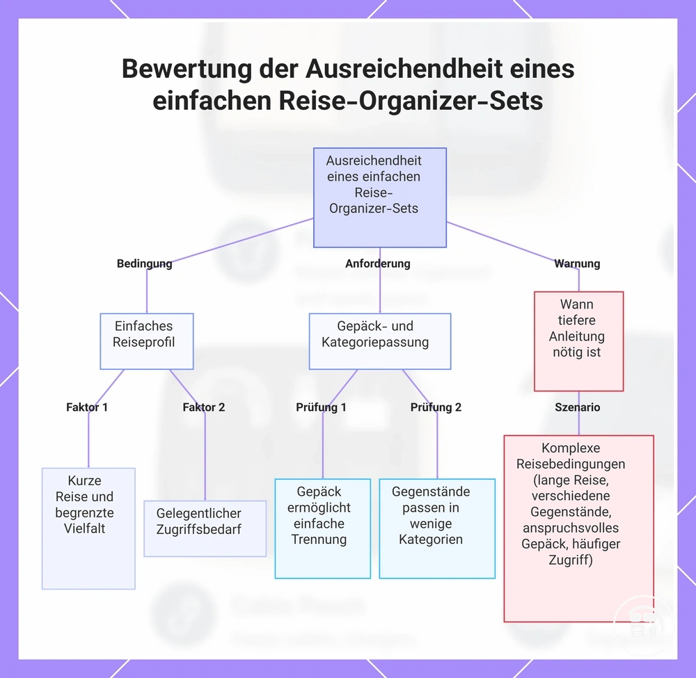 Bewertung der Ausreichendheit eines einfachen Reise-Organizer-Sets