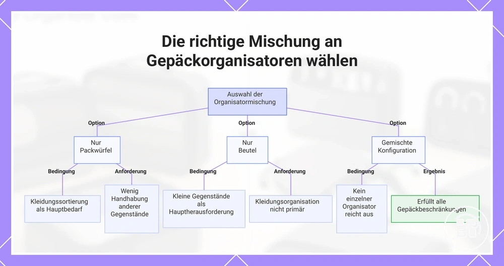 Die richtige Mischung an Gepäckorganisatoren wählen