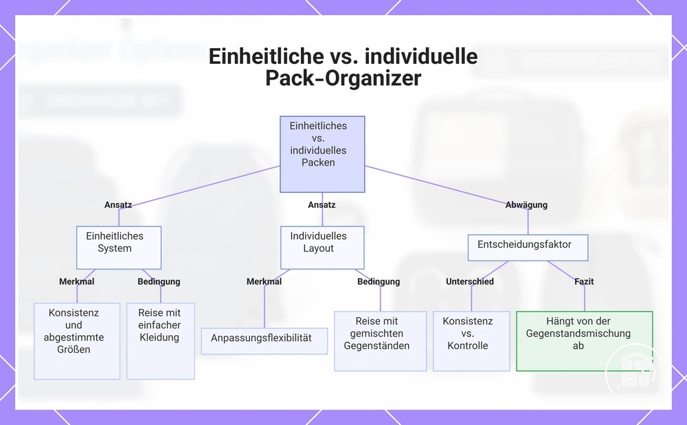 Einheitliche vs. individuelle Pack-Organizer