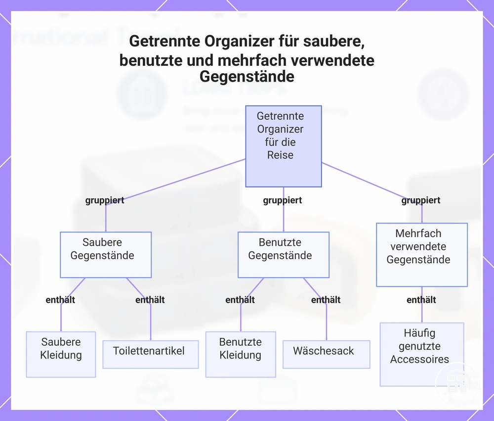 Getrennte Organizer für saubere, benutzte und mehrfach verwendete Gegenstände