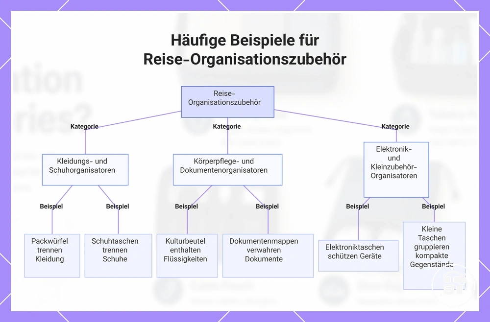 Häufige Beispiele für Reise-Organisationszubehör