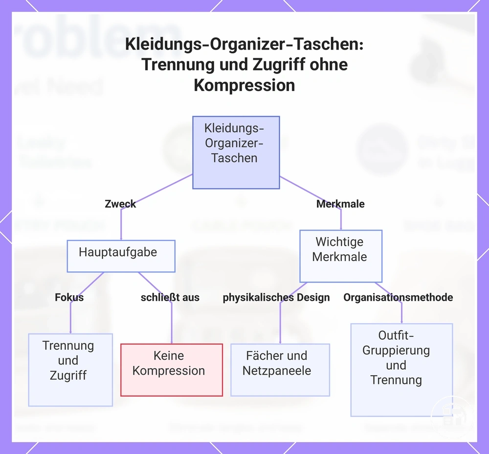 Kleidungs-Organizer-Taschen: Trennung und Zugriff ohne Kompression