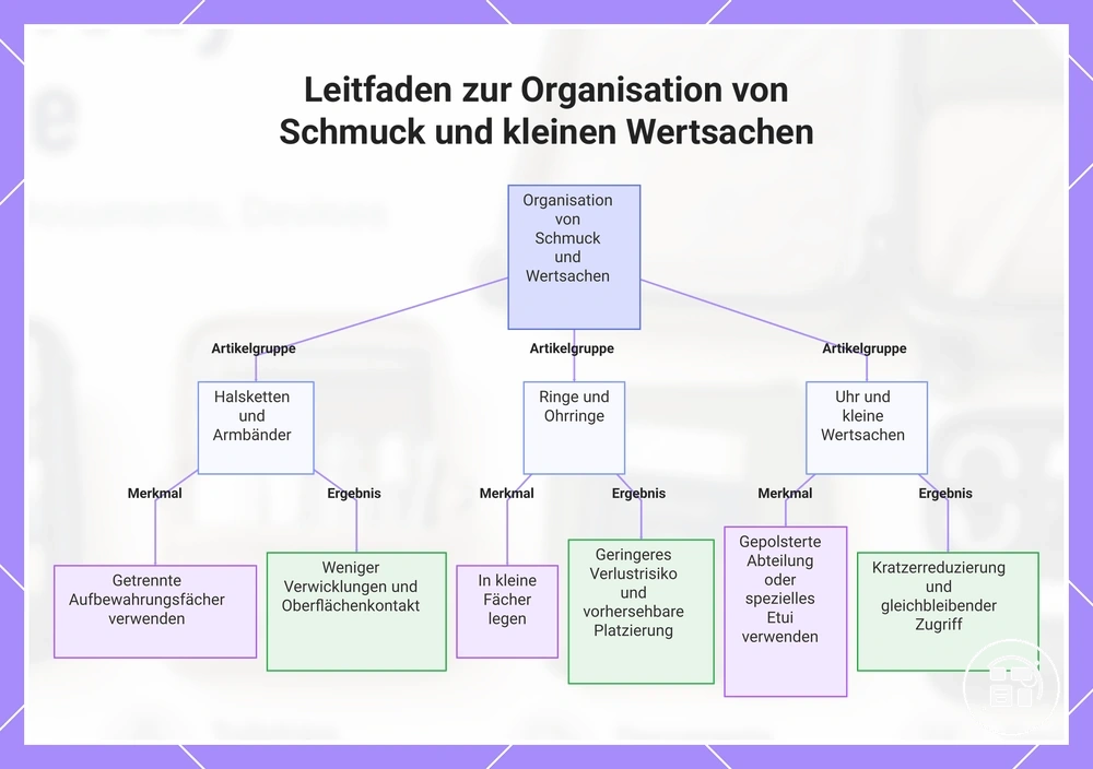 Leitfaden zur Organisation von Schmuck und kleinen Wertsachen