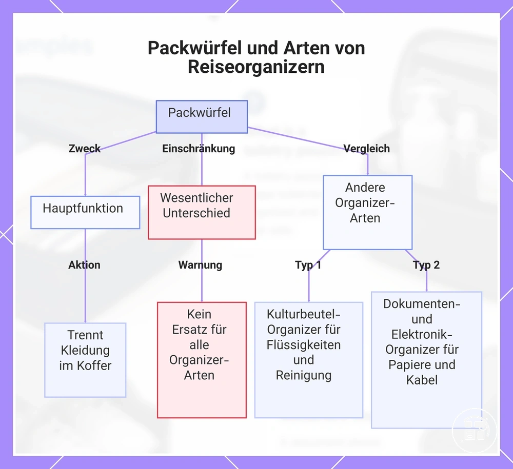 Packwürfel und Arten von Reiseorganizern