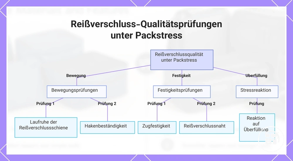 Reißverschluss-Qualitätsprüfungen unter Packstress