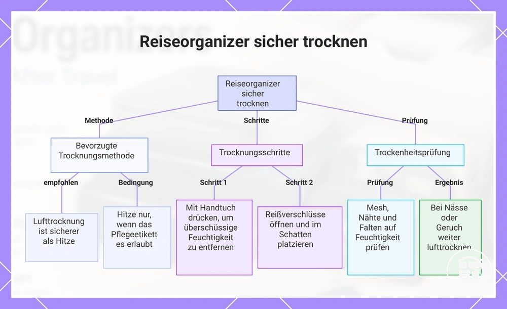 Reiseorganizer sicher trocknen