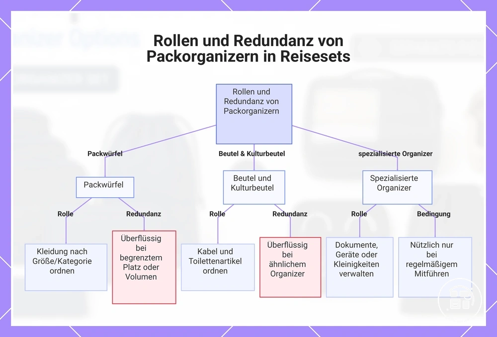 Rollen und Redundanz von Packorganizern in Reisesets