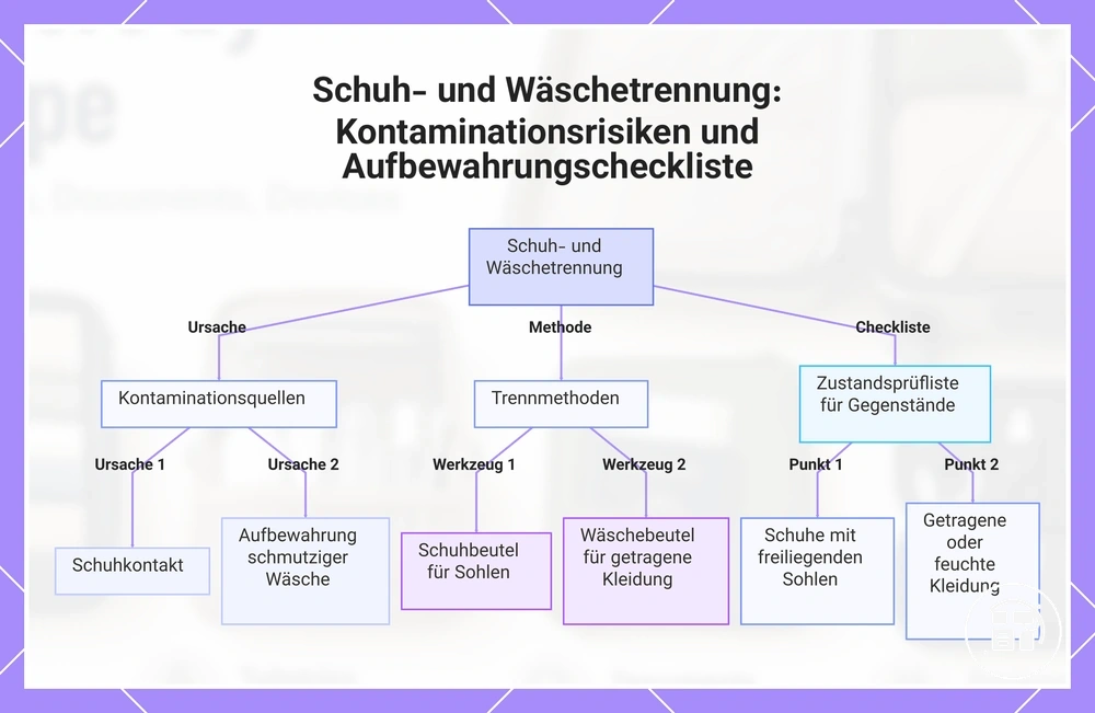 Schuh- und Wäschetrennung: Kontaminationsrisiken und Aufbewahrungscheckliste