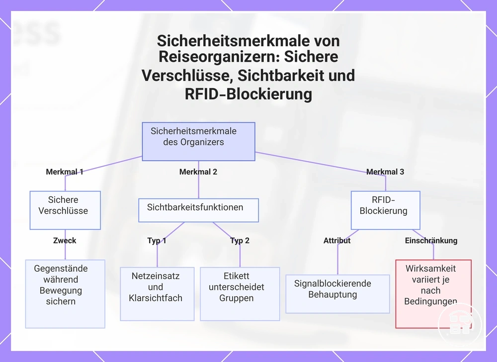 Sicherheitsmerkmale von Reiseorganizern: Sichere Verschlüsse, Sichtbarkeit und RFID-Blockierung