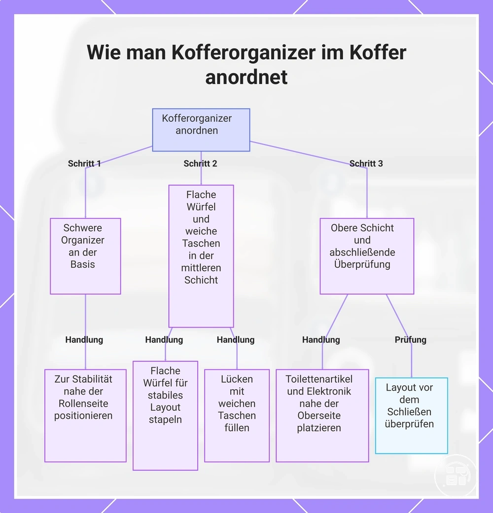 Wie man Kofferorganizer im Koffer anordnet