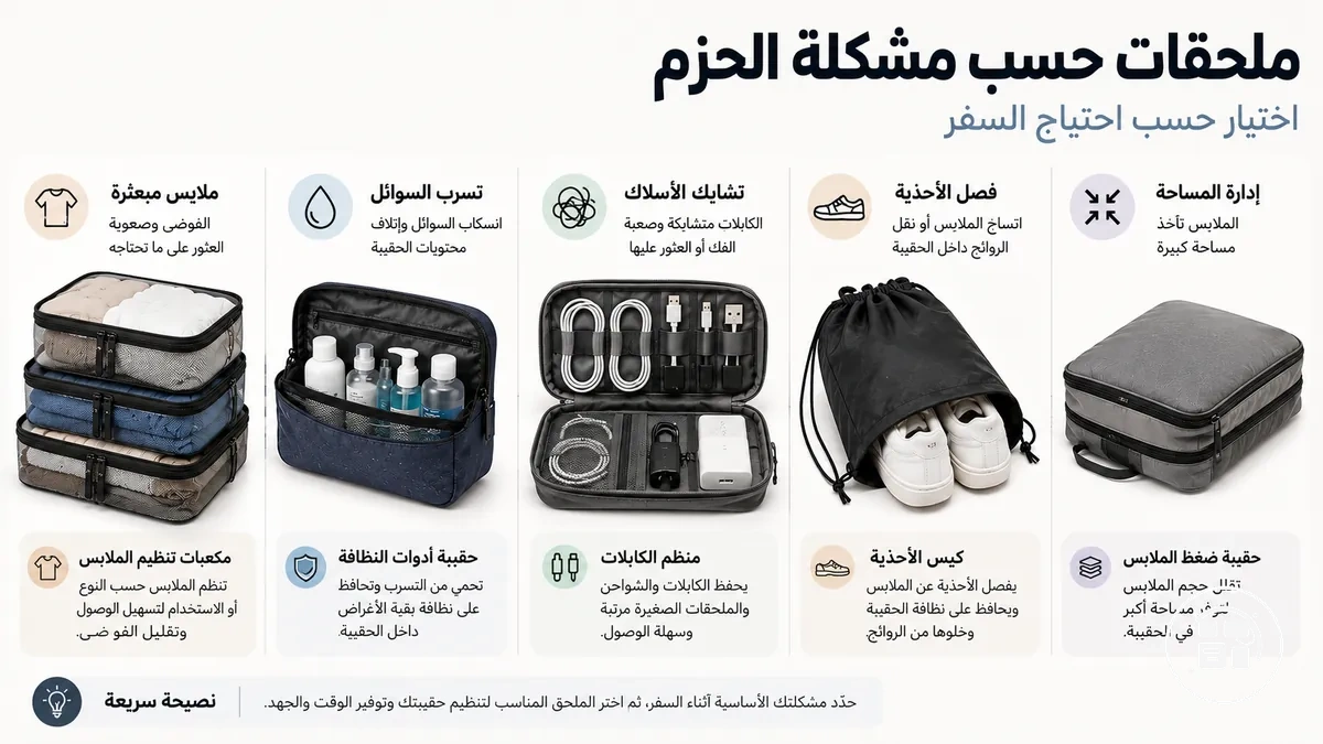 Travel organization accessories fitted inside carry-on and checked luggage