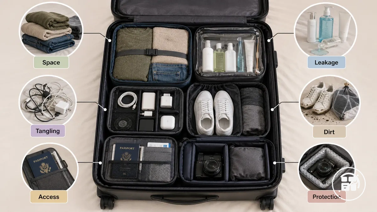 Packing problems matched with travel organizer types
