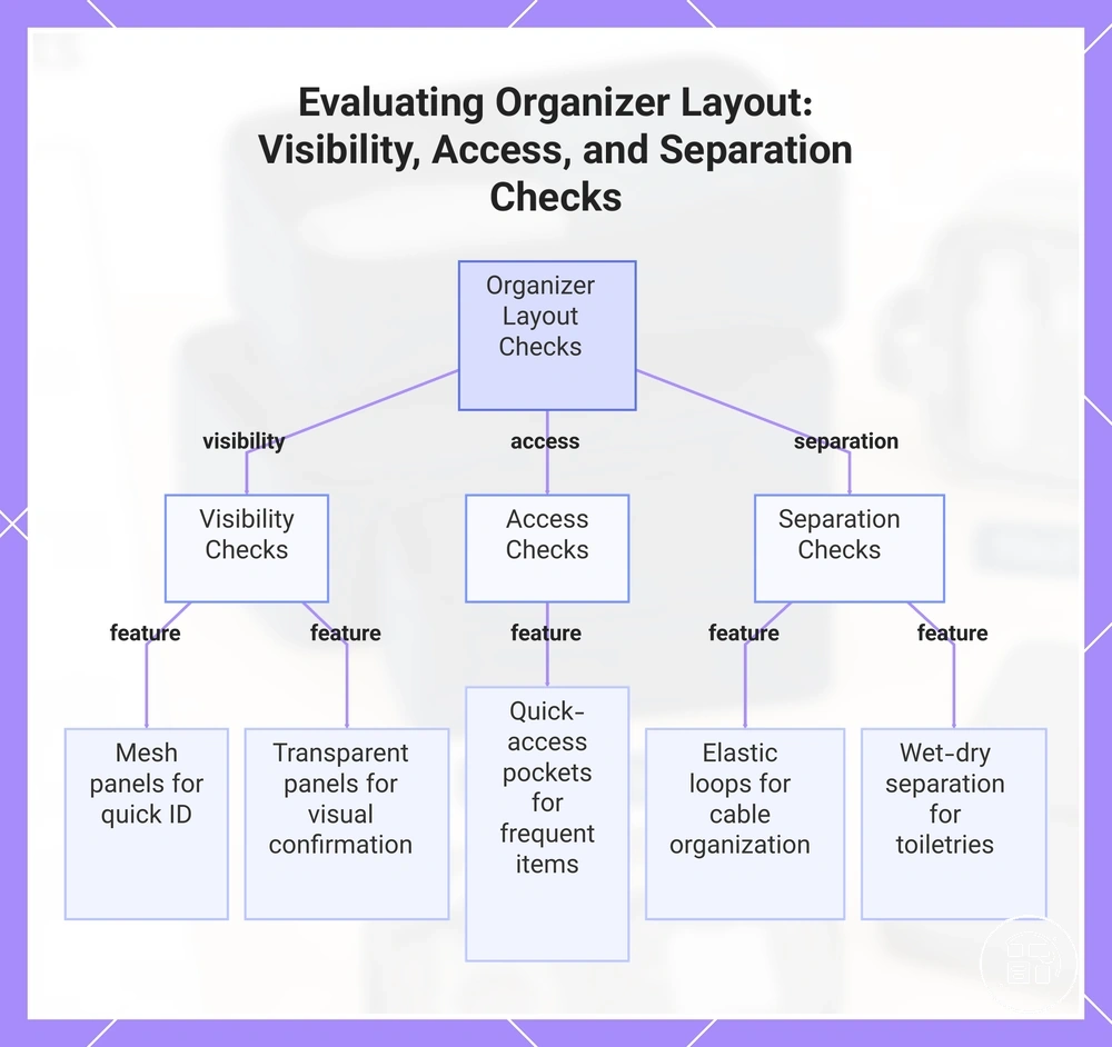 Evaluating Organizer Layout: Visibility, Access, and Separation Checks