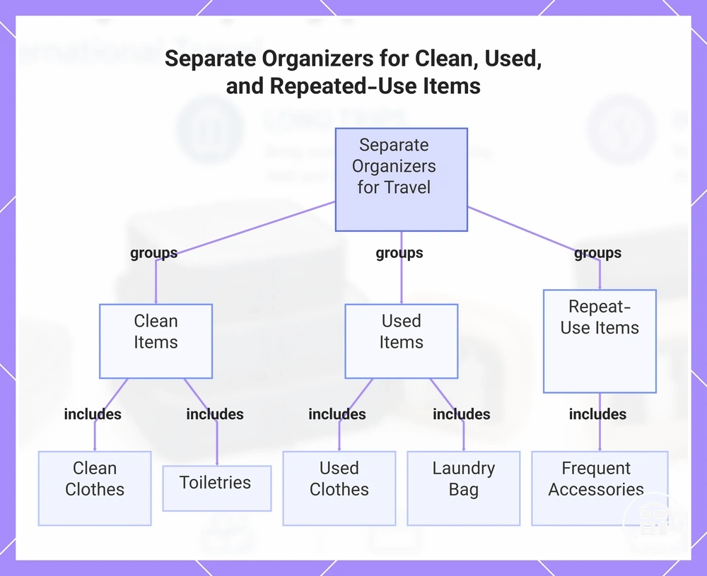 Separate Organizers for Clean, Used, and Repeated-Use Items