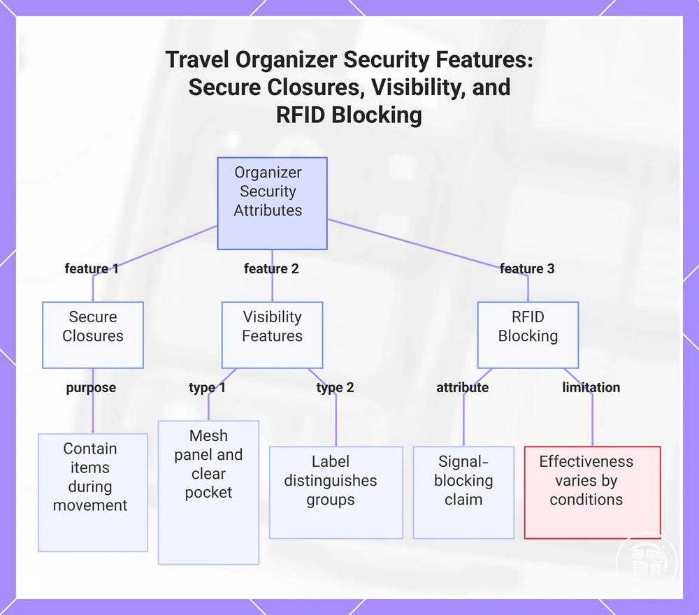 Travel Organizer Security Features: Secure Closures, Visibility, and RFID Blocking