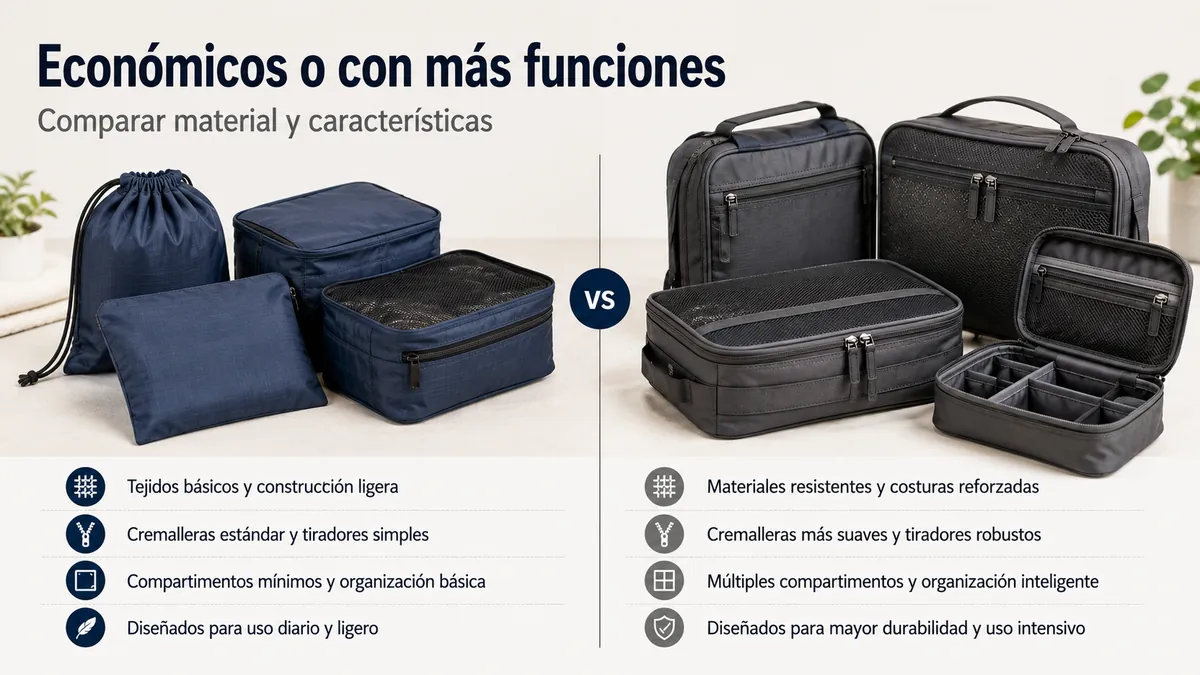 Accesorios para organizar el equipaje económicos y de gama alta comparados por material y características
