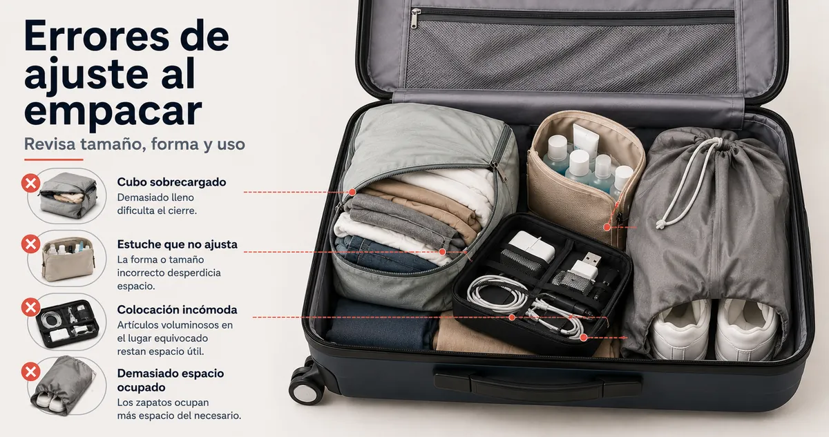 Accesorios para organizar el equipaje con problemas habituales de ajuste al hacer la maleta
