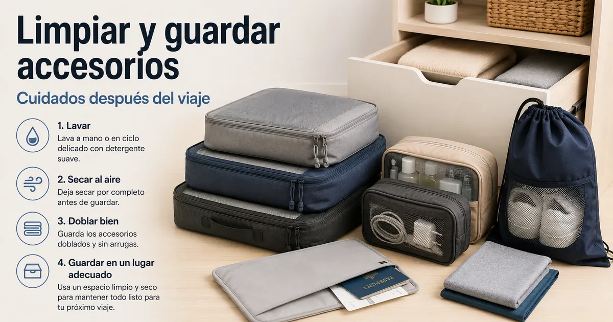 Accesorios para organizar el equipaje limpios y guardados de forma ordenada tras su uso