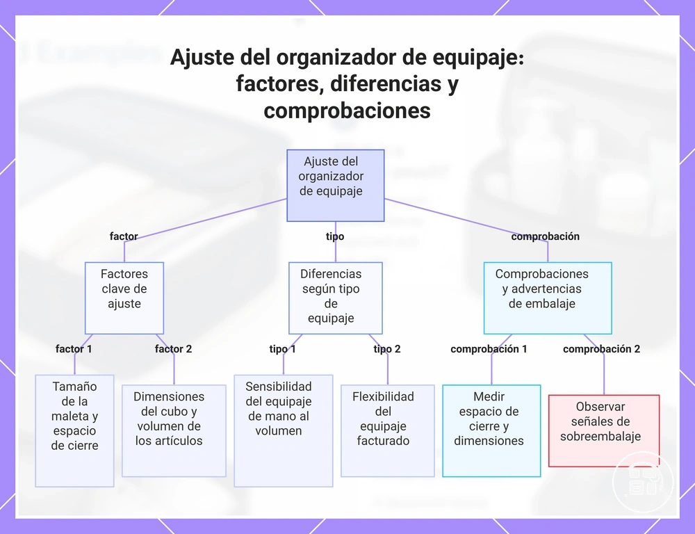 Ajuste del organizador de equipaje: factores, diferencias y comprobaciones