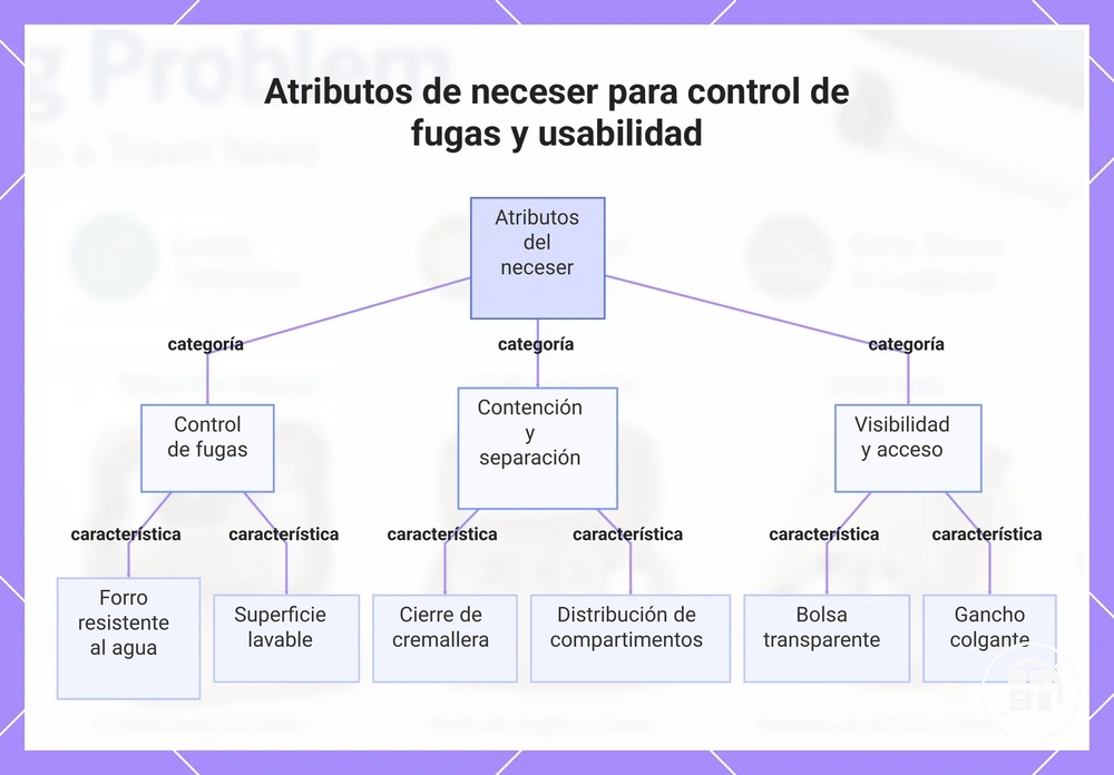 Atributos de neceser para control de fugas y usabilidad
