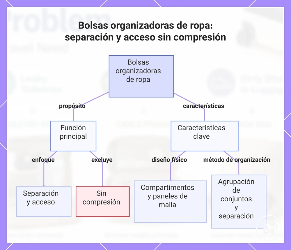 Bolsas organizadoras de ropa: separación y acceso sin compresión