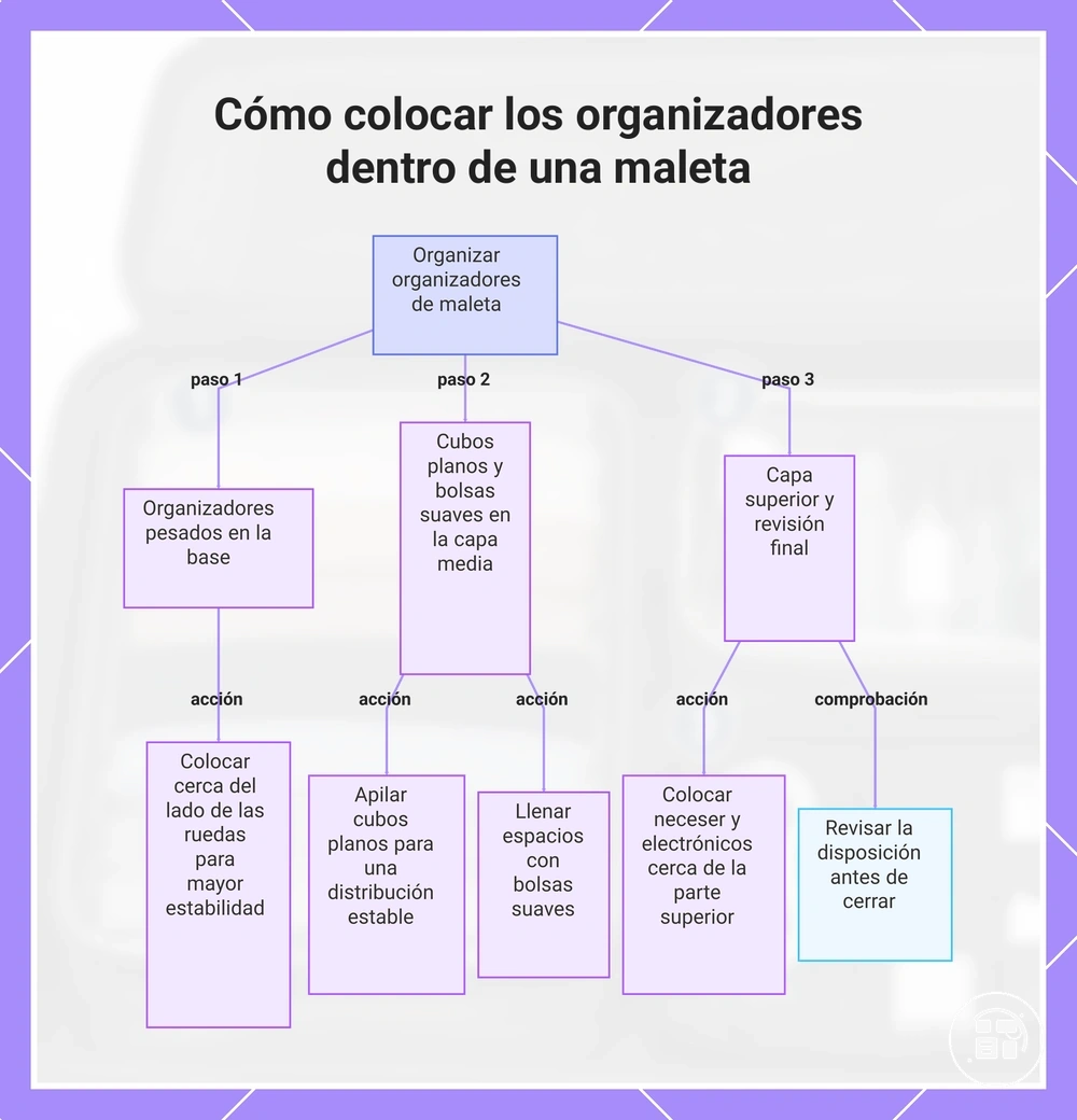 Cómo colocar los organizadores dentro de una maleta