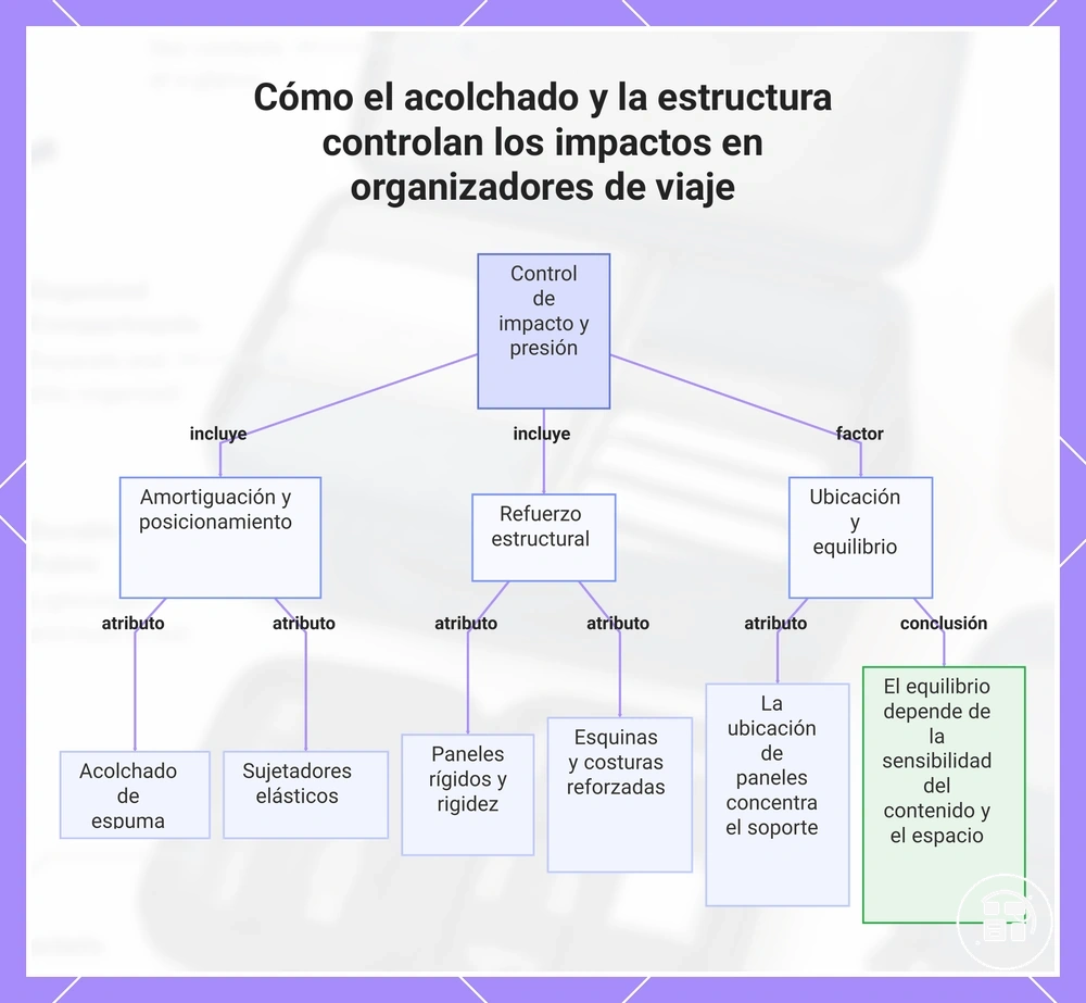 Cómo el acolchado y la estructura controlan los impactos en organizadores de viaje