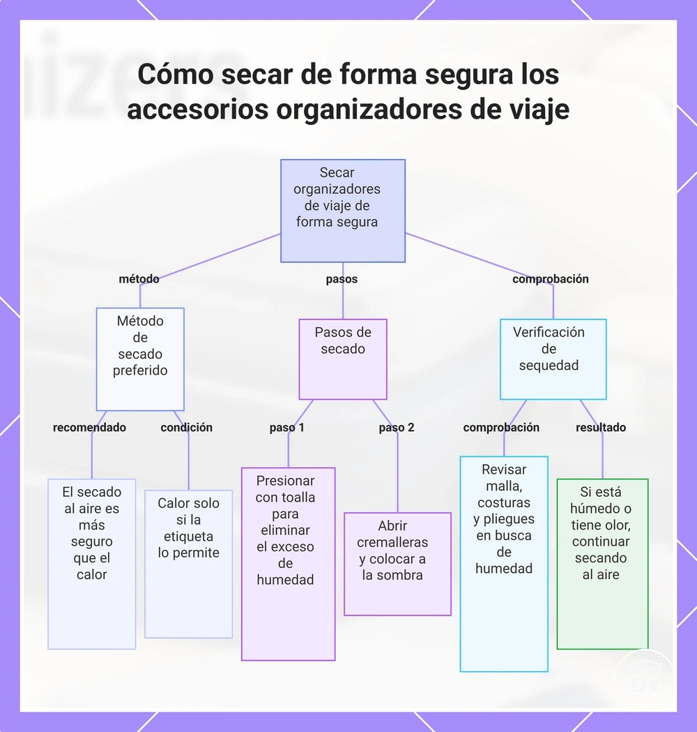 Cómo secar de forma segura los accesorios organizadores de viaje