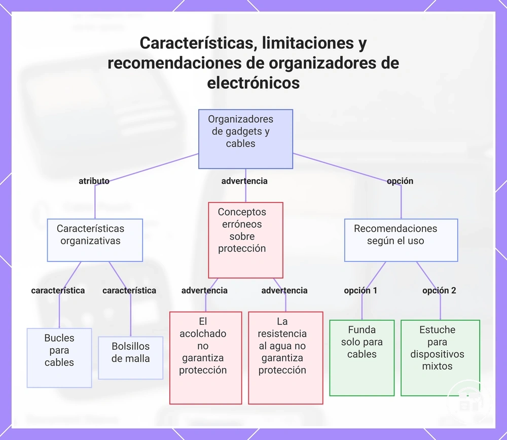 Características, limitaciones y recomendaciones de organizadores de electrónicos