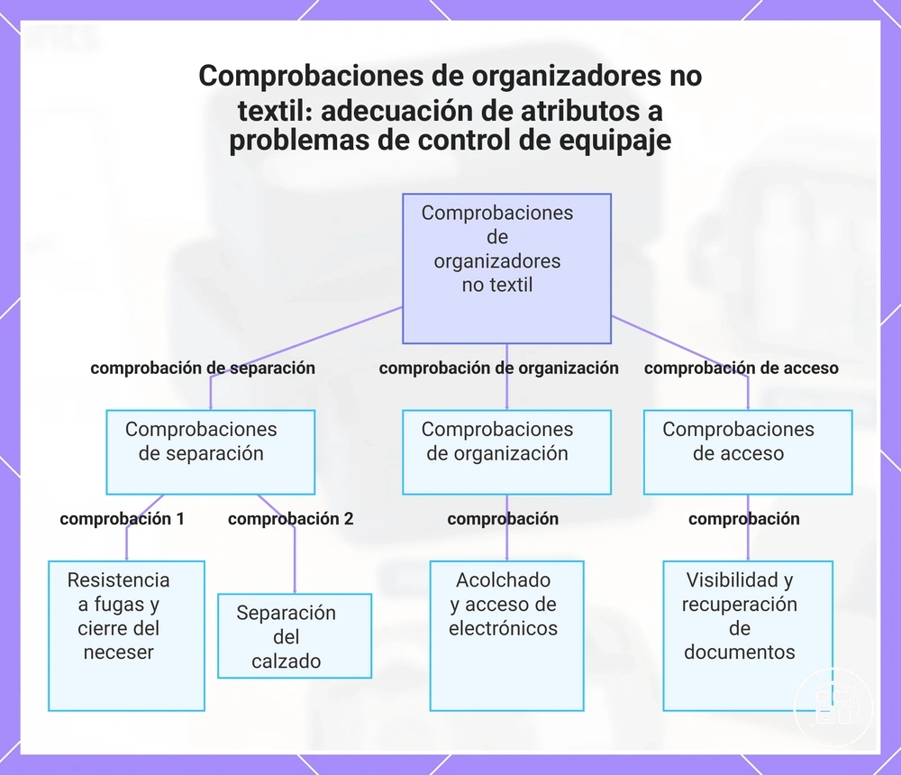 Comprobaciones de organizadores no textil: adecuación de atributos a problemas de control de equipaje