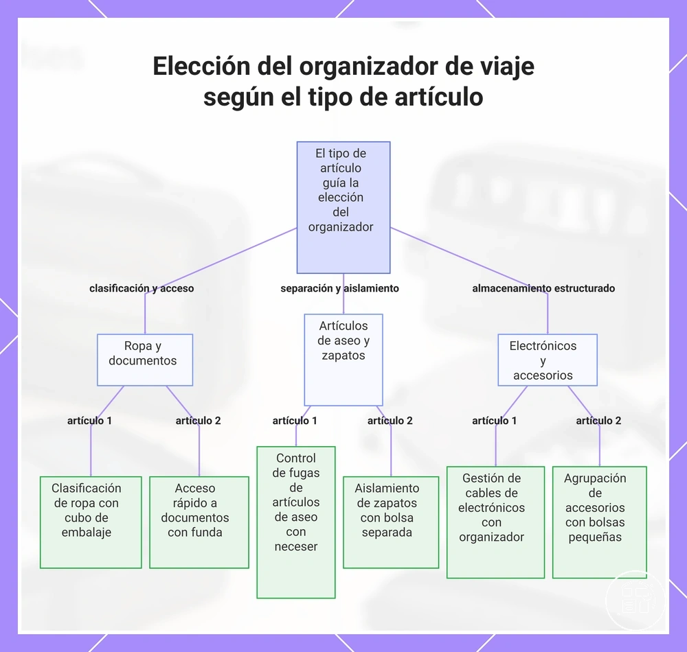 Elección del organizador de viaje según el tipo de artículo