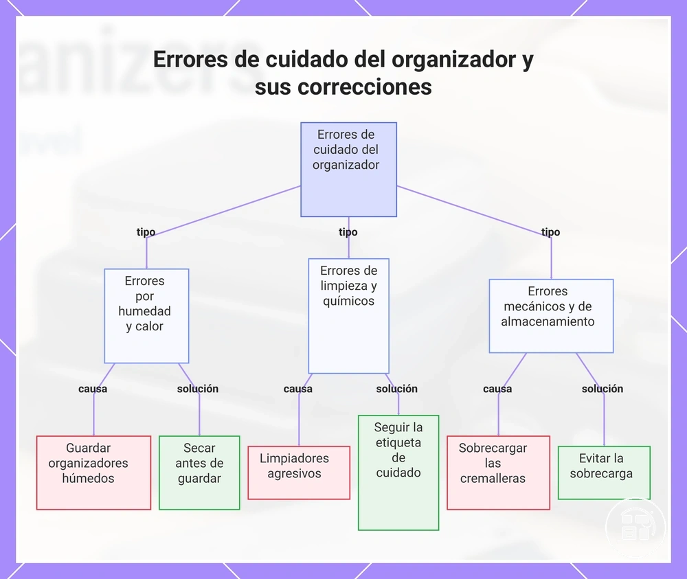 Errores de cuidado del organizador y sus correcciones