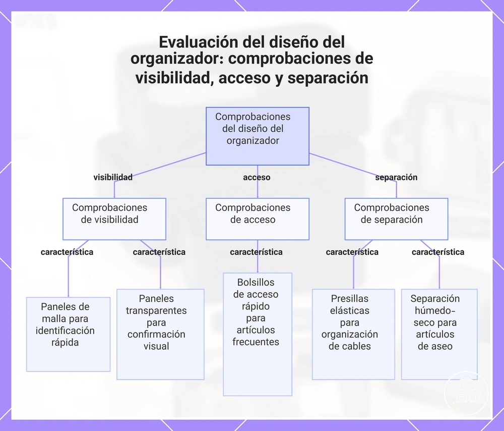 Evaluación del diseño del organizador: comprobaciones de visibilidad, acceso y separación