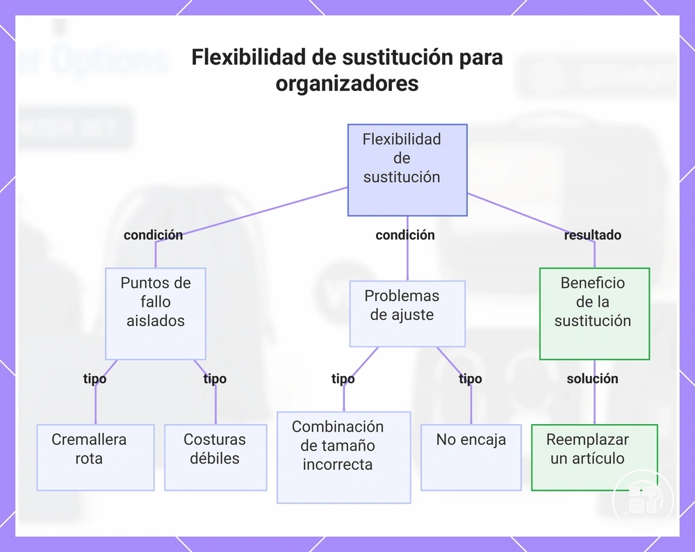 Flexibilidad de sustitución para organizadores