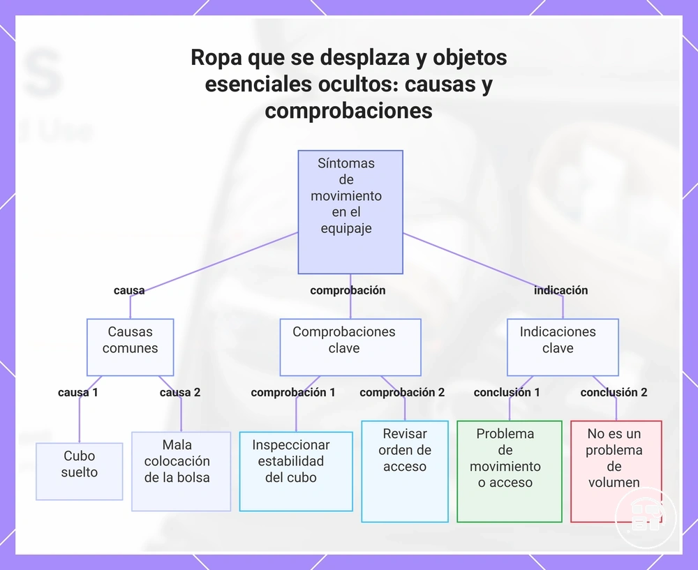 Ropa que se desplaza y objetos esenciales ocultos: causas y comprobaciones