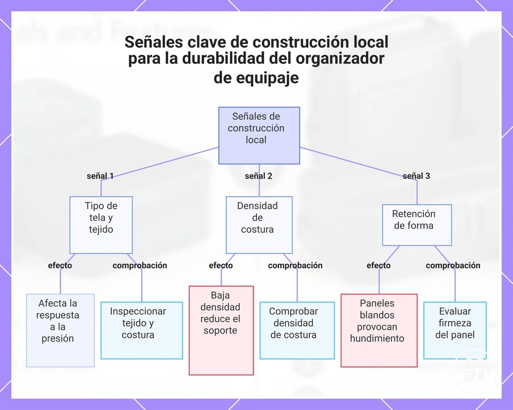 Señales clave de construcción local para la durabilidad del organizador de equipaje