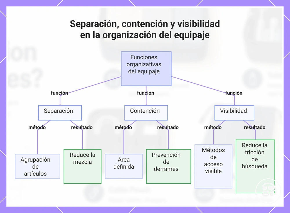Separación, contención y visibilidad en la organización del equipaje