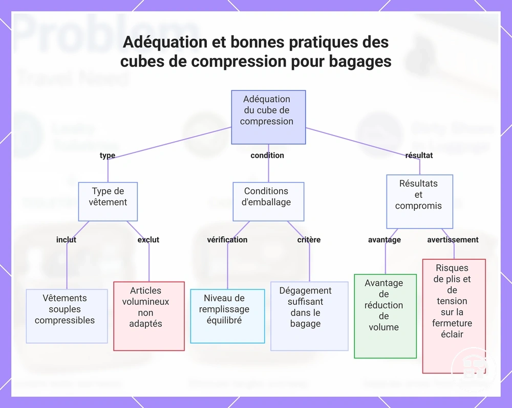 Adéquation et bonnes pratiques des cubes de compression pour bagages