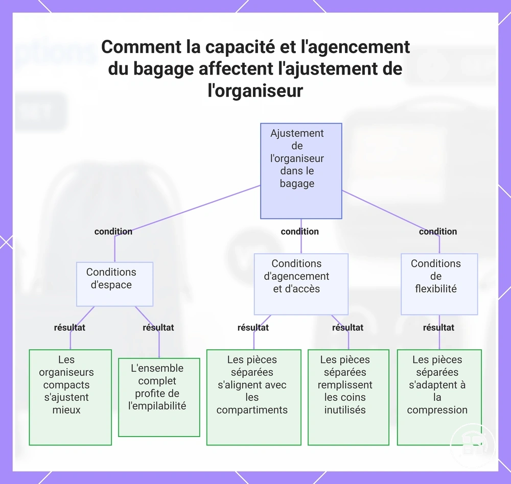 Comment la capacité et l'agencement du bagage affectent l'ajustement de l'organiseur
