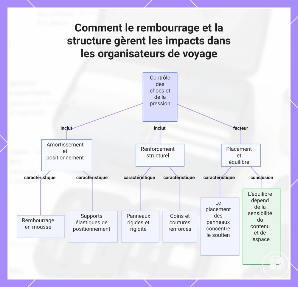 Comment le rembourrage et la structure gèrent les impacts dans les organisateurs de voyage